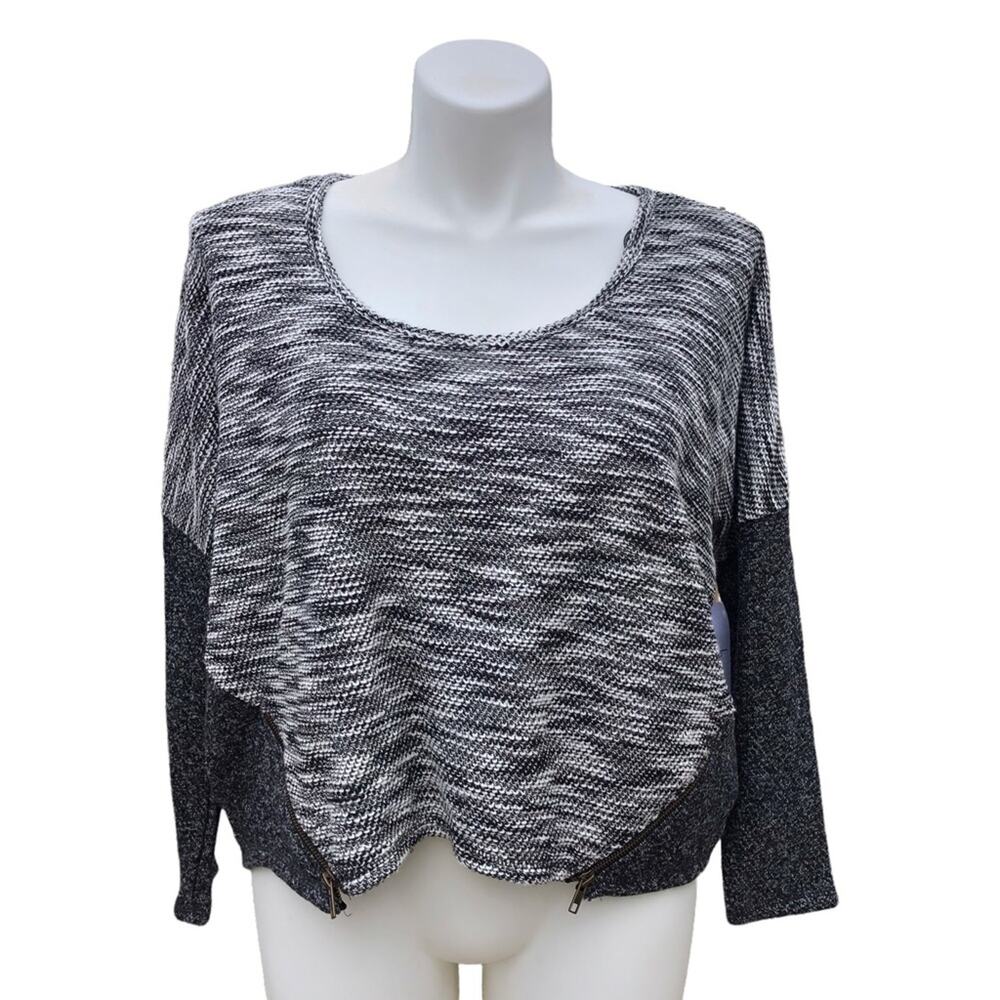 Jessica Simpson Danielle black space dyed crop top dolman sleeve size XL